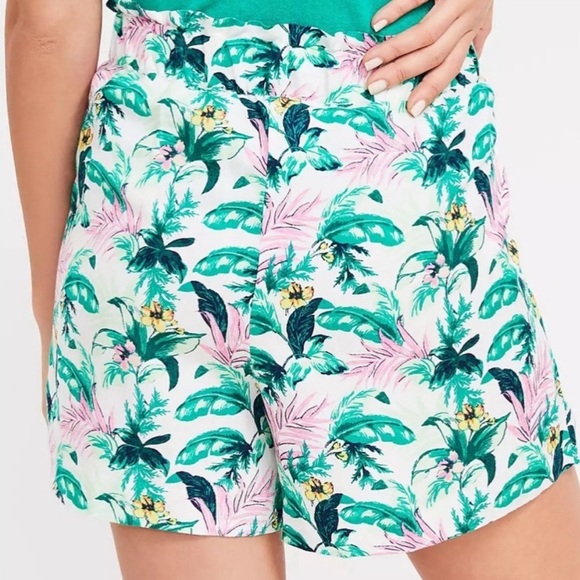 Tropical Linen Blend LOFT Pull on Shorts Small - Picture 2 of 8
